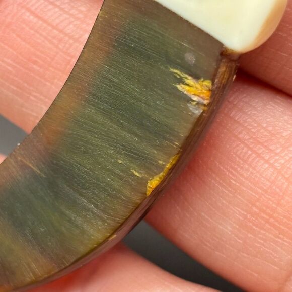 Lenora Dame Horn & Bone Claw Pendant Necklace Faceted Pink Glass Beads 18KGP USA - Picture 11 of 13